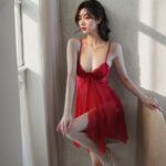 Red Sexy Camisole Nightdress & Thong Set - Image 3